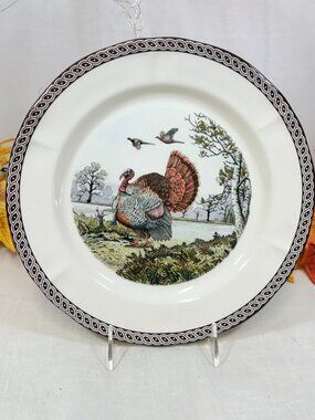 LEGEND British Heritage Earthenware Thanksgiving Turkey Dinner Plates Set of 4